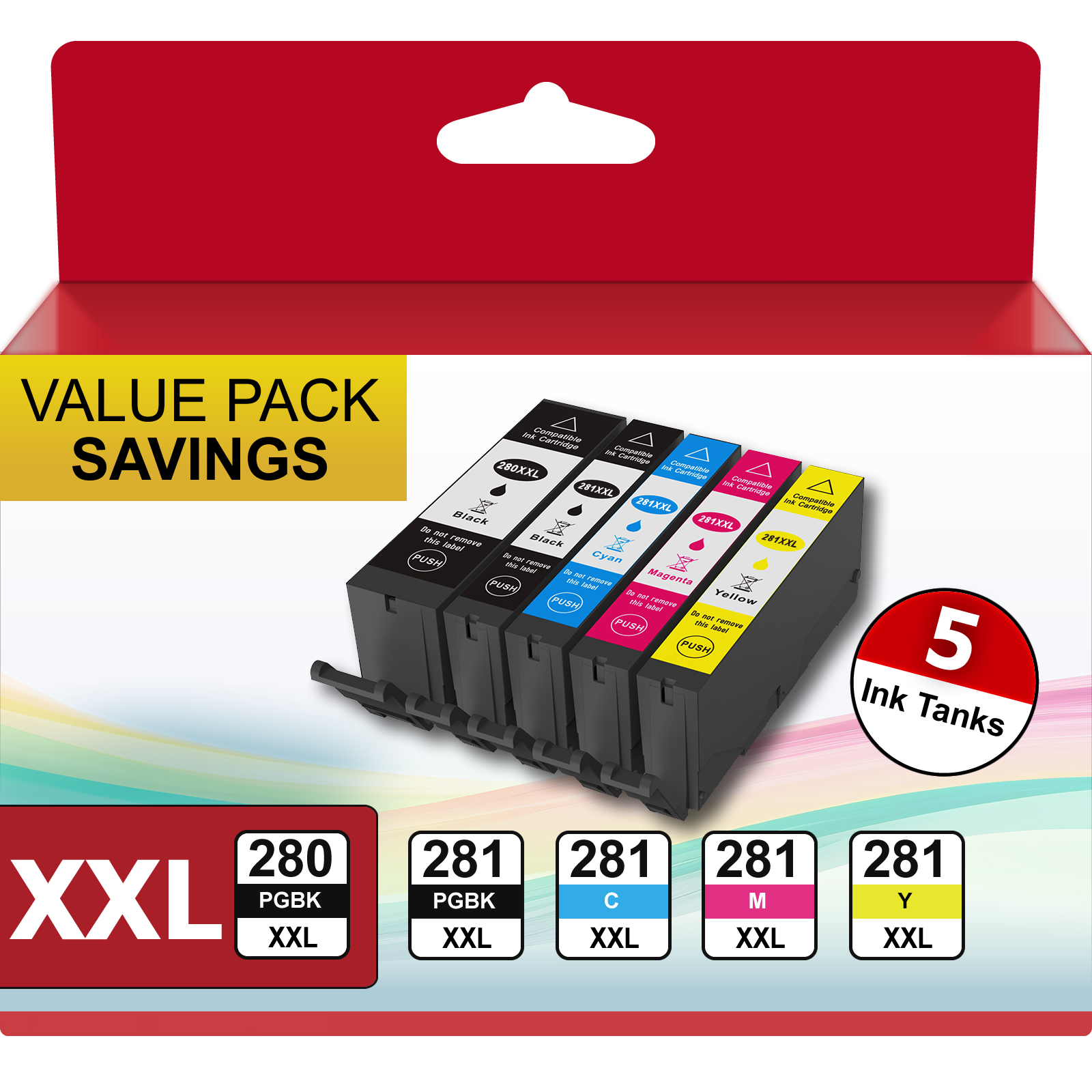 Inkjetcorner Lot De 15 Cartouches D'encre Compatibles Pour PGI-280XXL CLI-281XXL PGI 280 XXL CLI 281 Pour Une Utilisation Avec TS6100 TS6120 TS6200 TS6220 TR7520 TR8500 TR8520 TS9520 TS9521C TS702