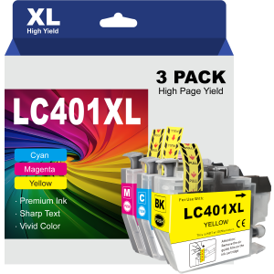 LC401XL Color Compatible Ink Cartridges for Brother LC401 XL Ink, High Yield Works with Brother MFC-J1010DW, J1012DW, J1170DW Printers (Cyan, Magenta, Yellow, 3 Pack)